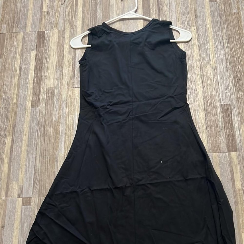 Maitai Tank Style Sleeveless Black A-Line Swing Sun Dress - Small / S